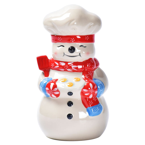 Merry Chefs 8” Ceramic Christmas Figurine - Mr. Bojingles the Snowman