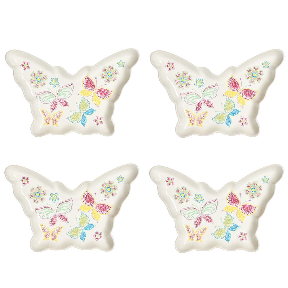 8” Spring & Summer Appetizer Plates, Set of 4-All a Flutter