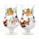 Set of 2 Crackle Glass Hand-Painted Hurricanes