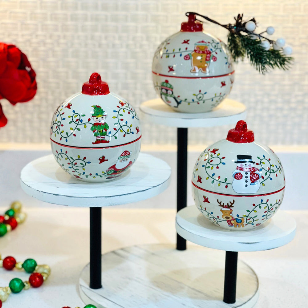 Ornament Ramekins, Set of 3- Winter Whimsy Lights