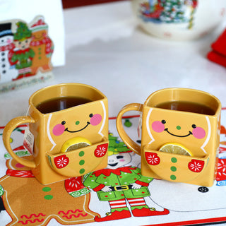 NEW Christmas White Pink Brown Gingerbread Man Figural Mug Cup