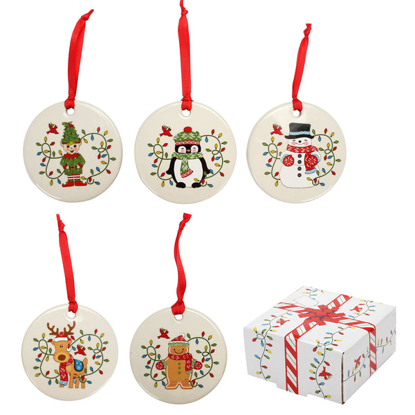Set of 5 Ornaments with Gift Boxes
