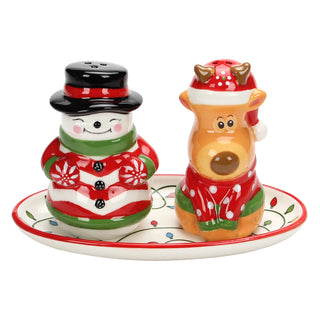 Christmas Salt & Pepper Set-Deer & Snowman