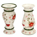 3-in-1 Candleholders/Vases, Set of 2- Cardinal Poinsettia