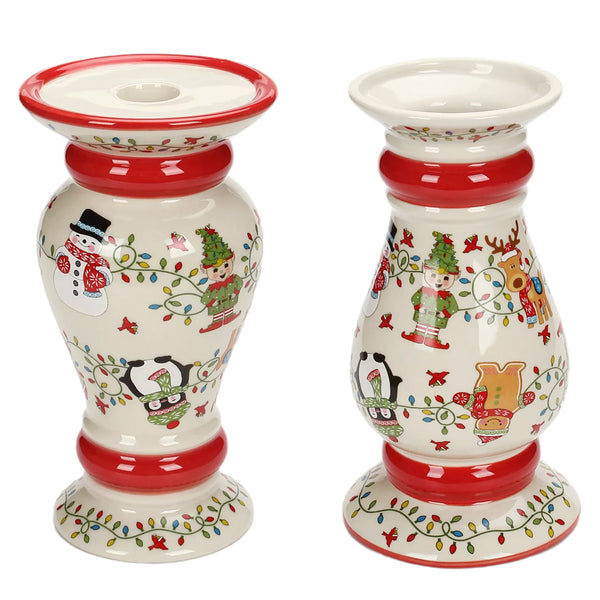 3-in-1 Candleholders/Vases, Set of 2-Winter Whimsy Lights