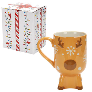 18 oz Footed Christmas Character Mug with Gift Box-Reindeer