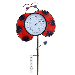 Garden Rain Gauge & Thermometer-Ladybug
