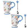 16oz Mugs with Spoons, Set of 2-Garden